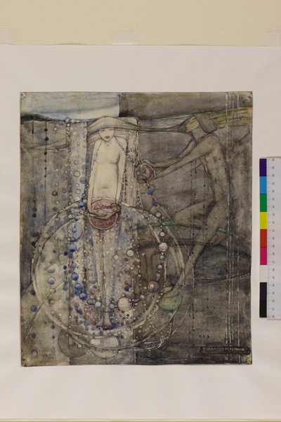 El hombre hace las cuentas de la vida pero la mujer debe ensartarlas, c.1912-15 de Frances Macdonald