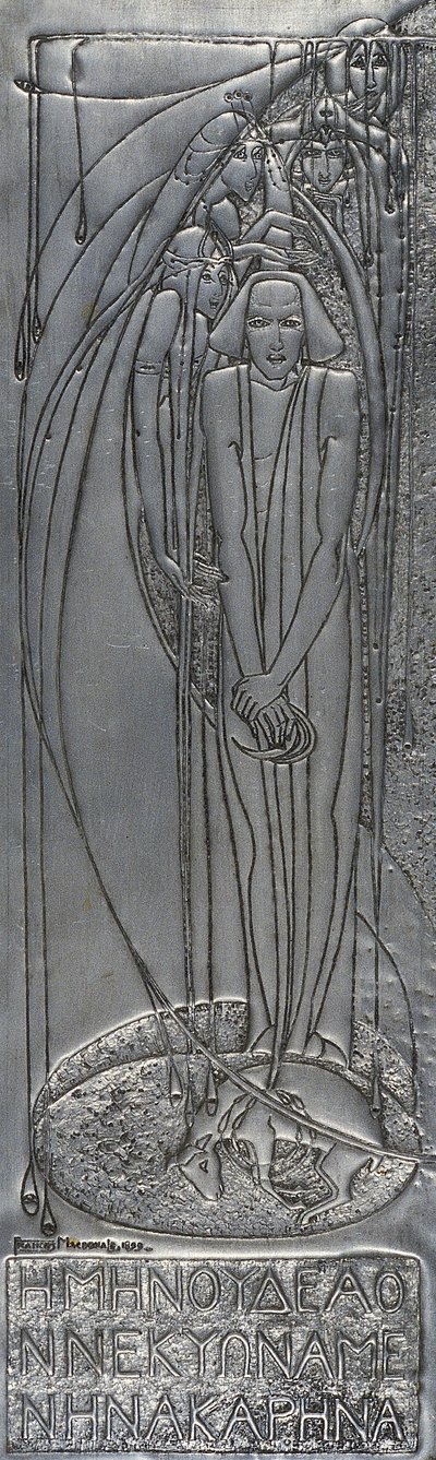 Placa de metal repujado blanco, 1893 de Frances Macdonald