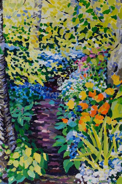 Blue Bell Path, 2020 (acrílico sobre lienzo) de Frances Naggs