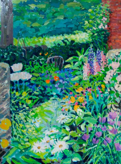 Jardín campestre inglés, 2018 (acrílico sobre lienzo) de Frances Naggs