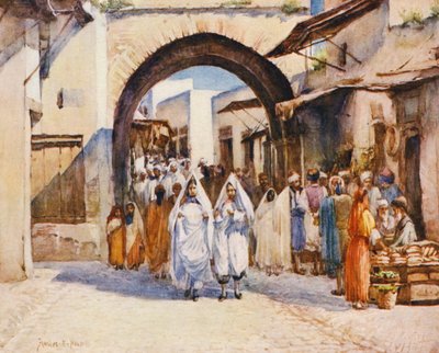 Souk el Hout, Túnez (litografía en color) de Frances Nesbitt