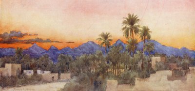 Puesta de sol (litografía en color) de Frances Nesbitt