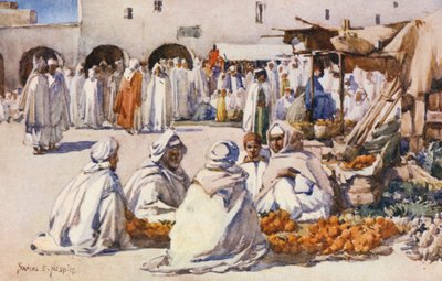 El Mercado de Frutas, Biskra (litografía en color) de Frances Nesbitt