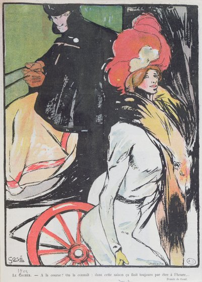 Caricatura que representa a un cochero con una cortesana, 1901 de Francesc Xavier Gosé