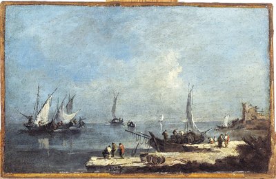 Vista de un puerto en la laguna de Francesco (school of) Guardi
