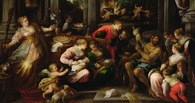 Hércules y Ónfale, Reina de Lidia, 1587 de Francesco Bassano