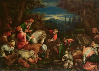Jacob y Labán en el pozo, 1590 de Francesco Bassano