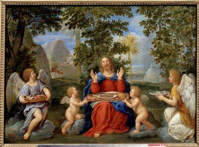 Cristo servido por ángeles de Francesco Albani