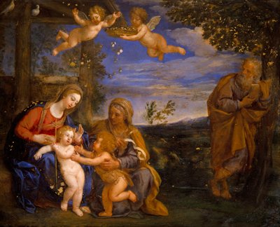 Sagrada Familia con Santa Isabel y San Juan (óleo sobre cobre) de Francesco Albani