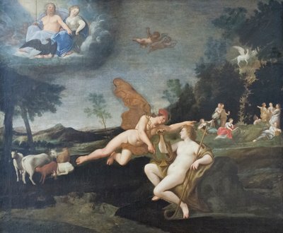 Júpiter envía Mercurio a Apolo de Francesco Albani