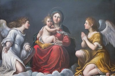 Virgen con el Niño y ángeles (óleo sobre pizarra) de Francesco Albani