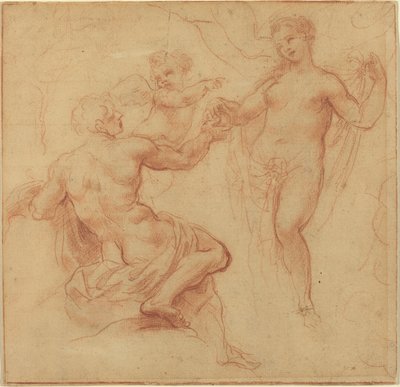 París entregando la manzana a Venus de Francesco Albani
