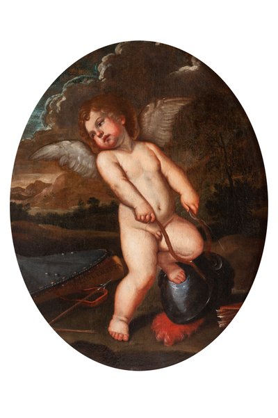 Putto Alato rompe los instrumentos de Minerva de Francesco Albani