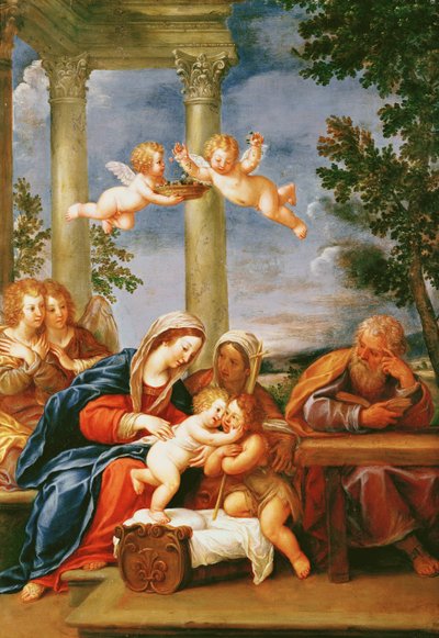La Sagrada Familia con Santa Isabel y San Juan Bautista, c.1645-50 de Francesco Albani