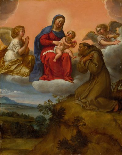 Virgen y Niño adorados por San Francisco, c. 1606-07 de Francesco Albani