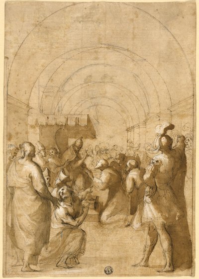 Estudio para el establecimiento de la Orden Franciscana por el Papa Inocencio III de Francesco Allegrini