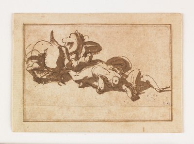 Estudio de dos figuras muertas y un caballo de Francesco Allegrini