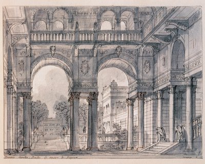 Escenografía para la segunda escena de Las bodas de Fígaro (Le nozze di Figaro) de Wolfgang Amadeus Mozart (1756-1791) dirigida por el escenógrafo Francesco Bagnara (1784-1866) 1820-1839, Venecia, Museo Correr de Francesco Bagnara