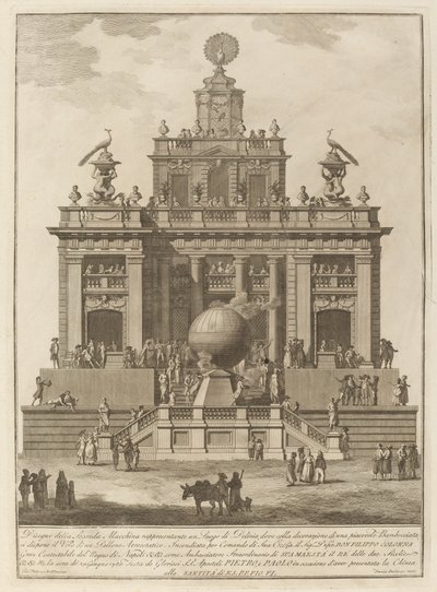 Un Lugar de Delicia con un Globo Aerostático, para el Festival de Chinea, 1785 de Francesco Barbazza