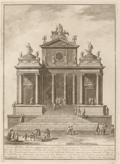 Un templo dedicado a Júpiter, Juno y Minerva, para el Festival de Chinea de Francesco Barbazza