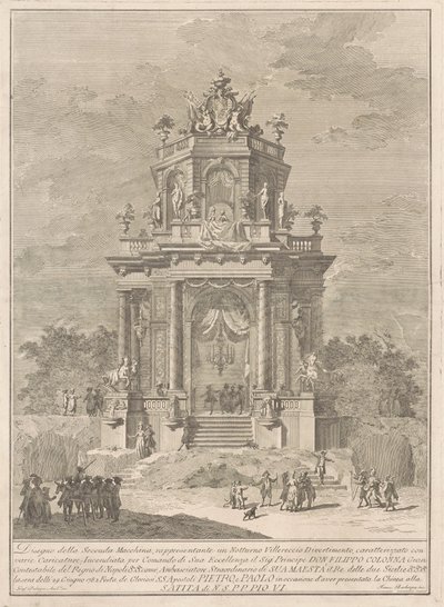 La Segunda Máquina para la Chinea de 1782: Un Festival Campestre de Noche, 1782 de Francesco Barbazza