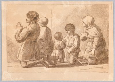 Una familia rezando de Francesco Bartolozzi