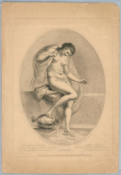 Una náyade (mujer entrando en un baño) de Francesco Bartolozzi