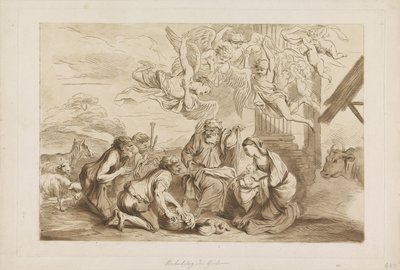 Adoración de los pastores Antiguo y Nuevo Testamento a Castiglione (título de la serie) de Francesco Bartolozzi