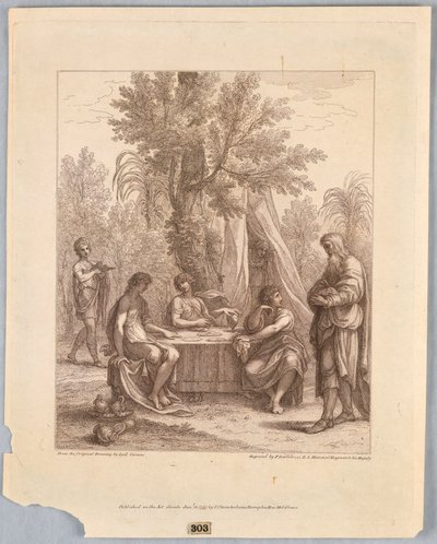 Abraham entreteniendo a tres ángeles de Francesco Bartolozzi
