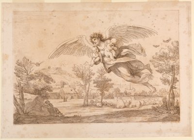 Ángel con dos niños en sus brazos de Francesco Bartolozzi