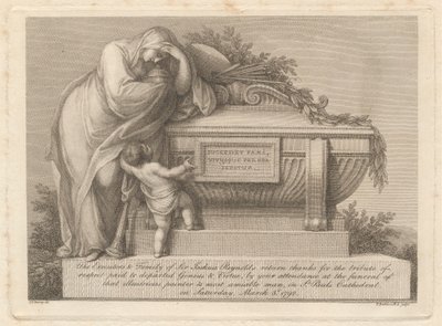 Tarjeta fúnebre de Sir Joshua Reynolds de Francesco Bartolozzi
