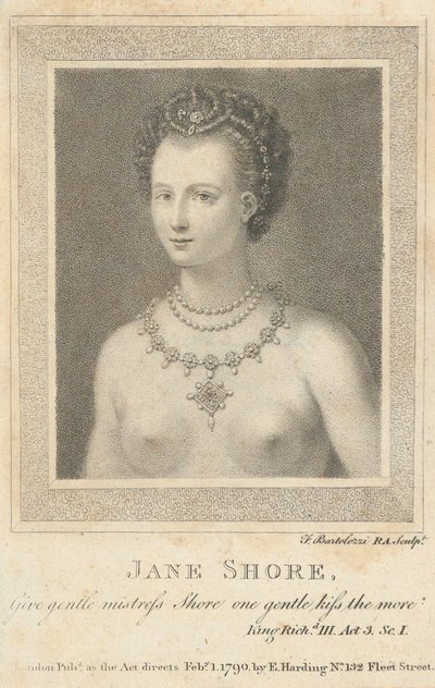 Jane Shore: Dale a la gentil señora Shore un beso más, Shakespeare, febrero 1, 1790 de Francesco Bartolozzi