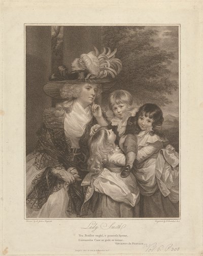 Lady Charlotte Smith y sus hijos; George Henry, Louisa y Charlotte de Francesco Bartolozzi