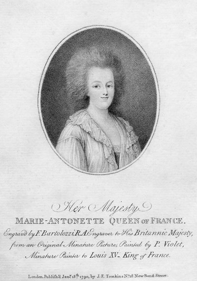 María Antonieta, Reina Consorte de Luis XVI de Francia, 1790 de Francesco Bartolozzi