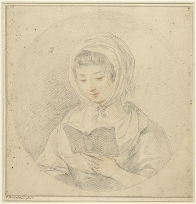 Chica leyendo en un libro, en un óvalo de Francesco Bartolozzi