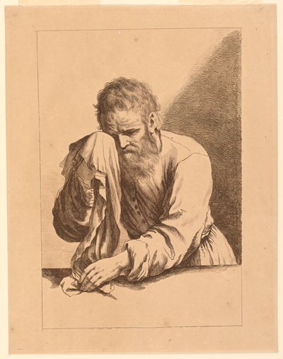 Viejo llorando, después de un dibujo de Guercino de Francesco Bartolozzi