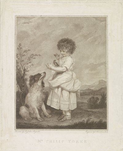 Retrato de Philip Yorke con perro y pájaro de Francesco Bartolozzi