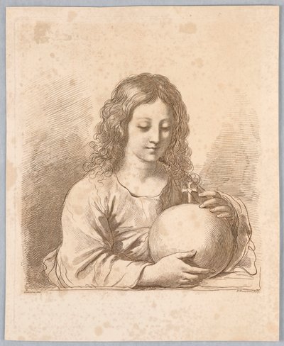Salvator Mundi, con un Globo y una Cruz de Francesco Bartolozzi