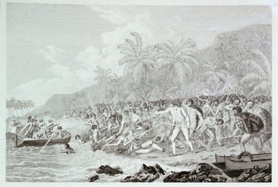 La muerte del capitán Cook (sin título), c.1783 (grabado) de Francesco Bartolozzi