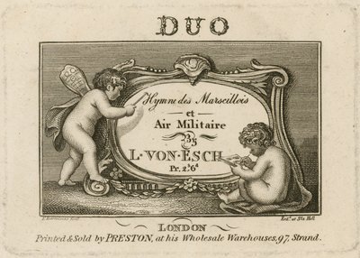 Placa de título para Himno de los Marselleses y Aire Militar de Francesco Bartolozzi