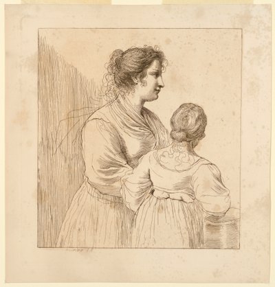 Dos mujeres jóvenes, una de espaldas al espectador de Francesco Bartolozzi