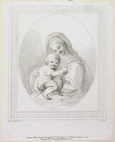 Virgen y Niño, grabado por Luigi Schiavonetti, 1793 de Francesco Bartolozzi