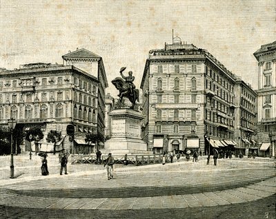Monumento a Víctor Manuel II (1820-1878), obra de Francesco Barzaghi (1839-1892), plaza Corvetto, Génova, Liguria, Italia. de Francesco Barzaghi
