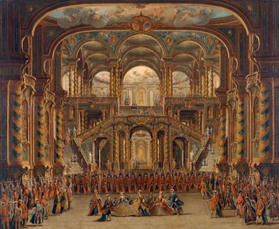 Escena de la ópera italiana "Nitteti" (óleo sobre lienzo) de Francesco Battaglioli