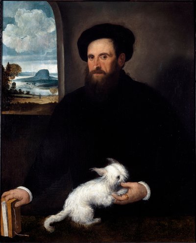 Retrato del caballero con el perrito (detalle) de Francesco Beccaruzzi