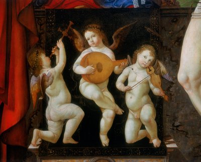 Tres ángeles músicos (detalle) de Francesco Bianchi Ferrari