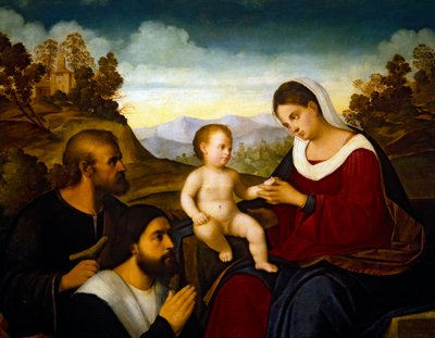 Sagrada Familia con un donante, principios de la década de 1520 (óleo sobre tabla de madera) de Francesco Bissolo