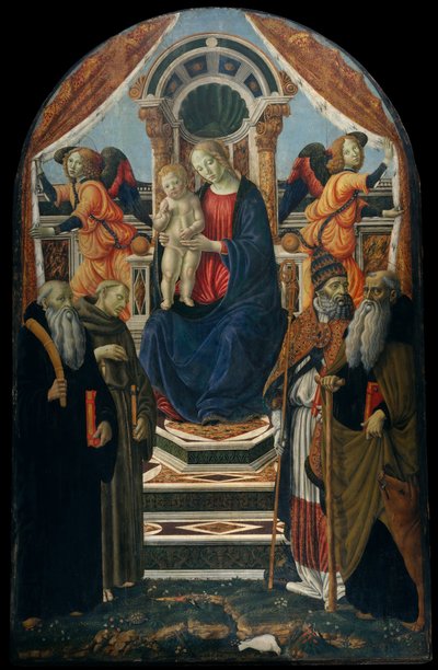 Madonna y el Niño entronizados con santos y ángeles de Francesco Botticini