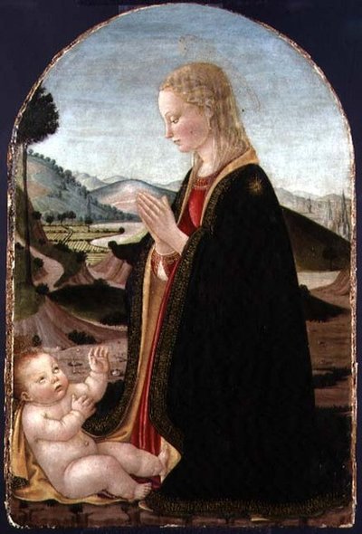 Virgen adorando al niño de Francesco Botticini