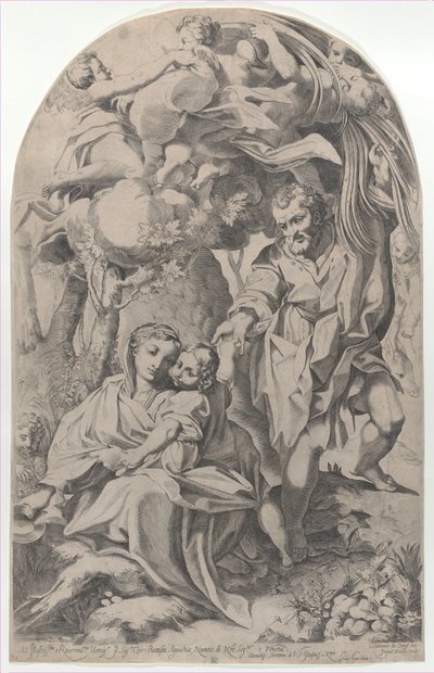 El descanso en la huida a Egipto, 1600-23 de Francesco Brizio